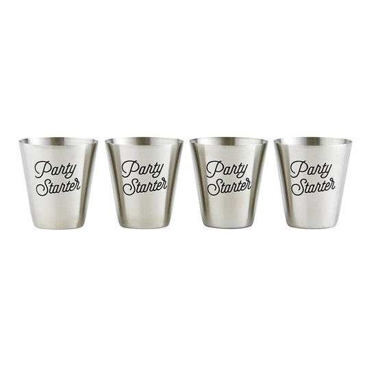 Party Starter Stainless Steel Shot Cups | Set of 4 Shot Glasses in
