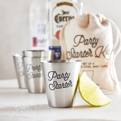 Party Starter Stainless Steel Shot Cups | Set of 4 Shot Glasses in