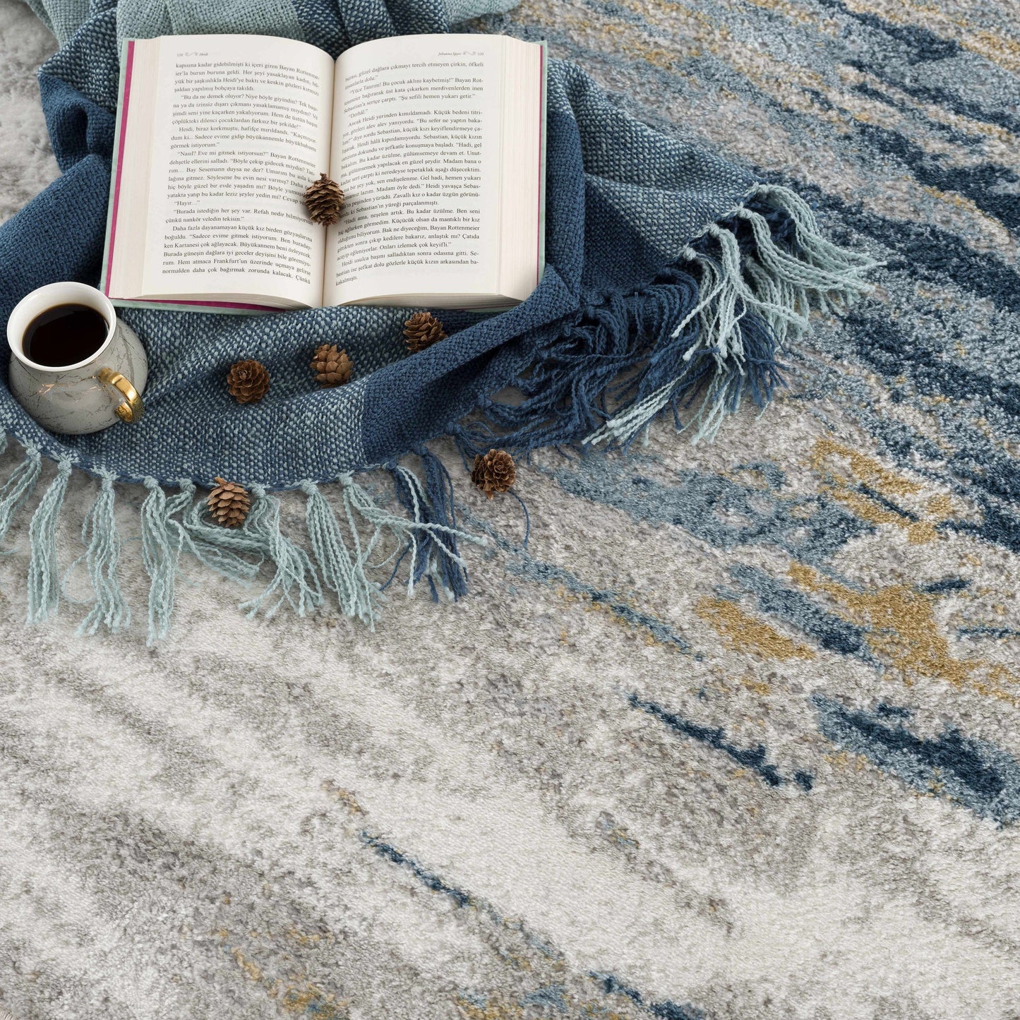 Live Marble Blue Area Rug