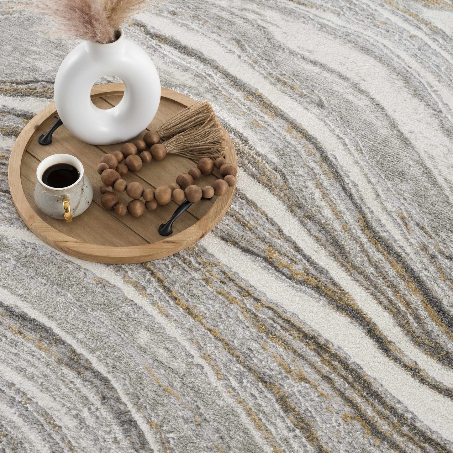 Live Marble Gray & Gold Area Rug