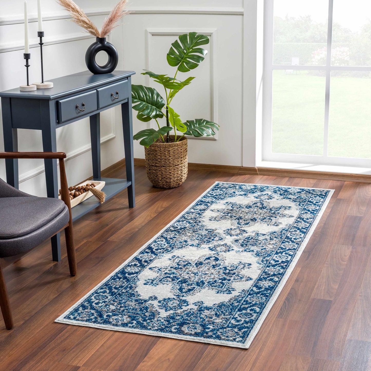 Istanbul Medallion Blue Area Carpet - Clearance