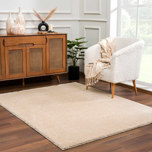 Heavenly Solid Dark Beige Plush Rug - Clearance