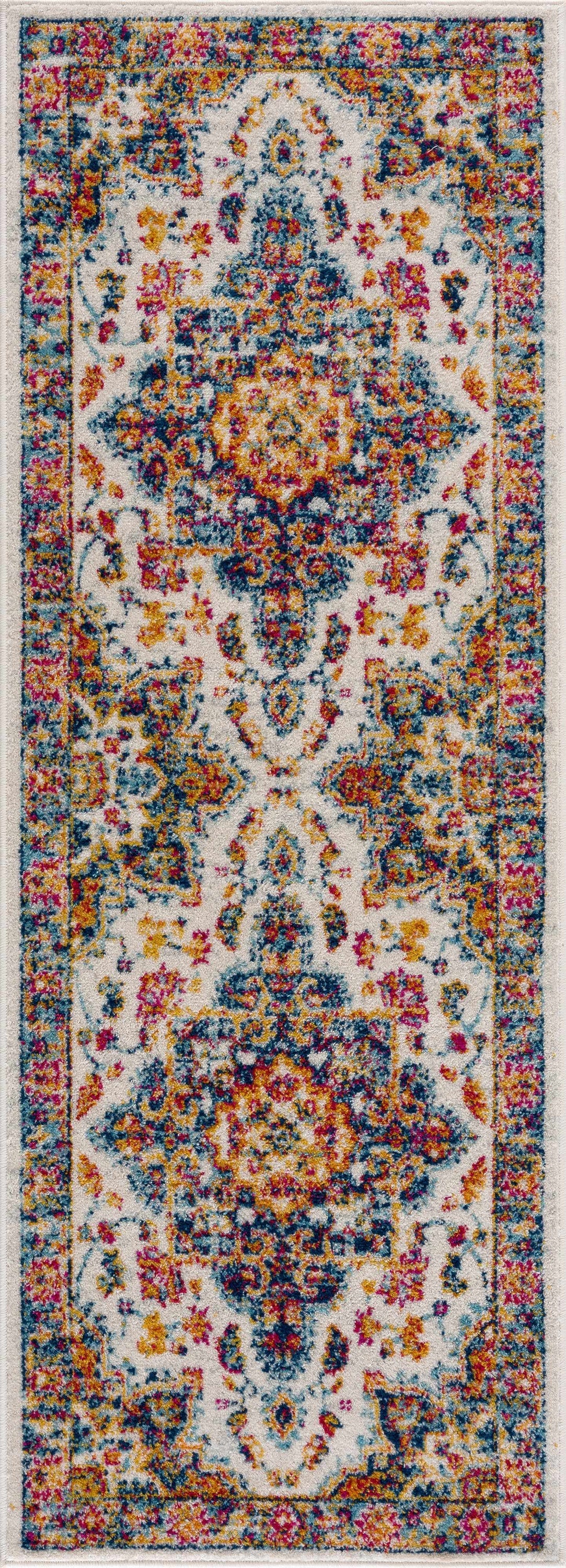 Istanbullu Blue & Orange Area Carpet - Clearance