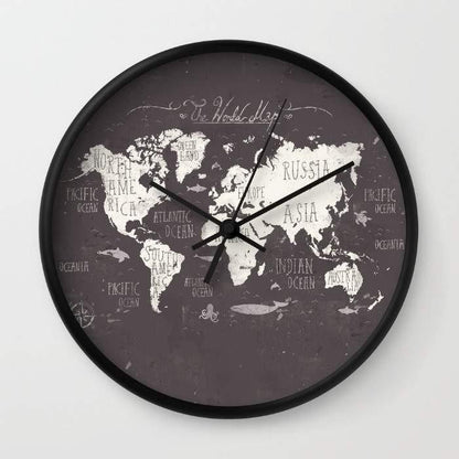 Decorative Wall Clocks Collection – Typography, Floral, Map, Camera & Abstract