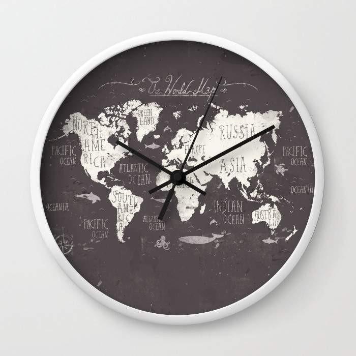 Decorative Wall Clocks Collection – Typography, Floral, Map, Camera & Abstract